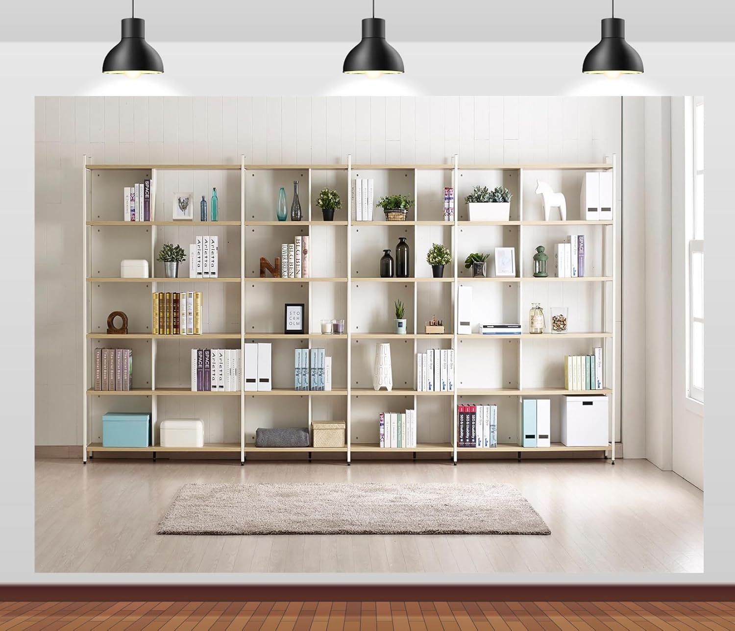 Home Office Zoom Background Free - Latar Belakang Fotografi Rak Buku Interior