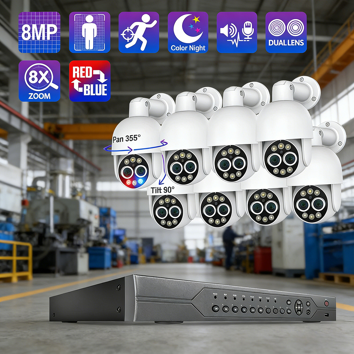 Home Office Zoom - Sistem Kamera Keamanan POE PTZ 16CH