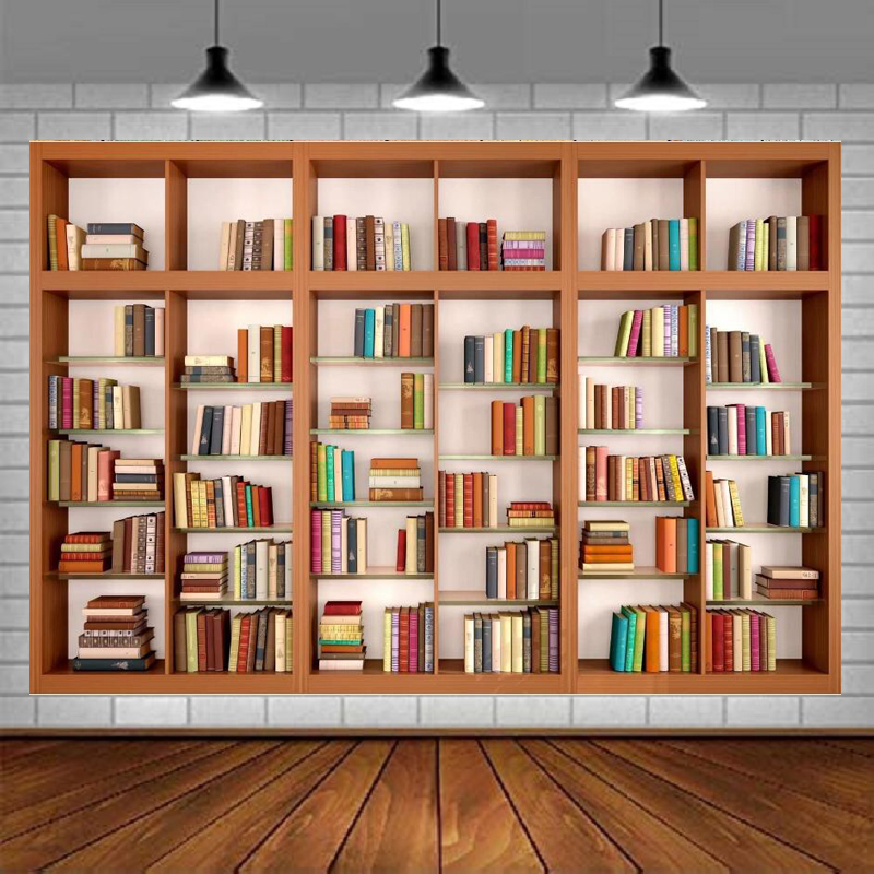 Home Office Zoom Background Free - Latar Belakang Fotografi Rak Buku Kayu