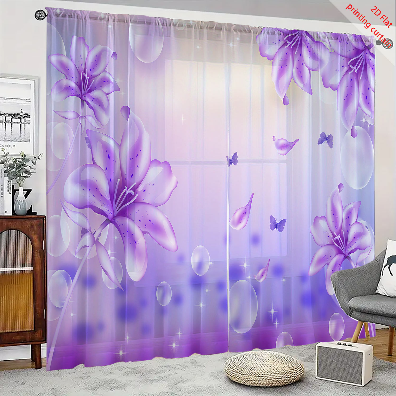 Tirai Kasa Transparan Bermotif - Home Office Windows ulasan dan harga