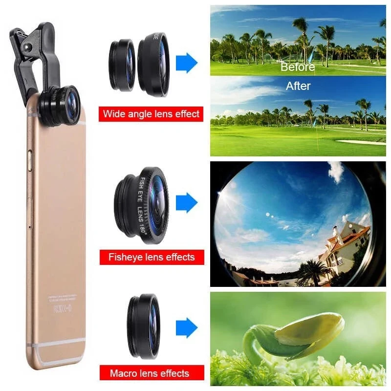 Lensa Kamera Mikro 3in1 Fishey - Home Office Zoom ulasan dan harga