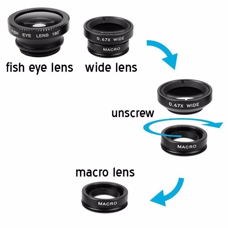 Lensa Kamera Mikro 3in1 Fishey - Home Office Zoom ulasan dan harga